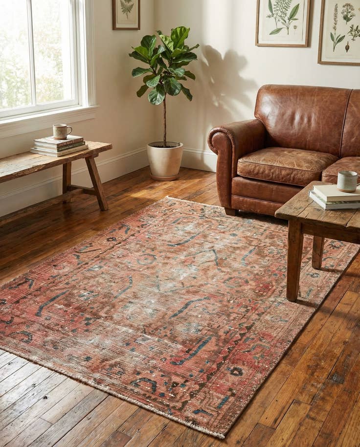 Detail image of 3' 6 x 4' 7 Hand Knotted Ultra Vintage Persian Wool Rug