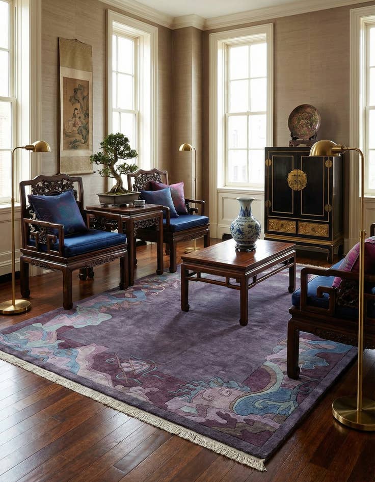 Detail image of  6' 9 x 8' 6  Hand Knotted Tibet Wool Rug