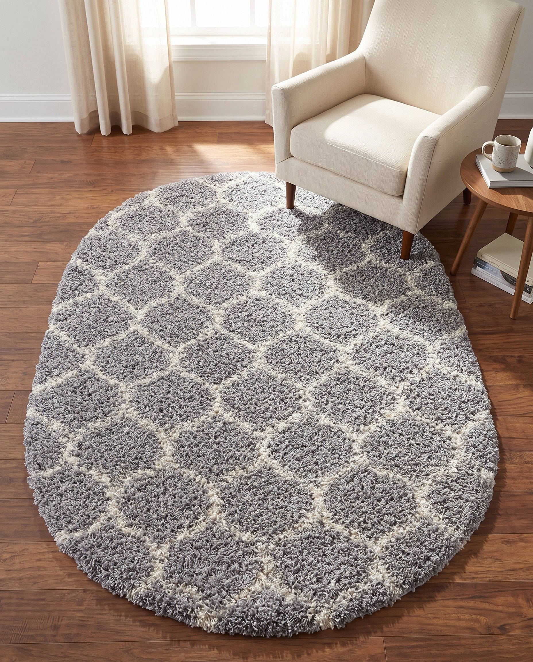 4' x 6' Lattice Shag Oval Rug