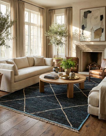 6' 1 x 9' 6 Hand Knotted Moroccan Wool Rug