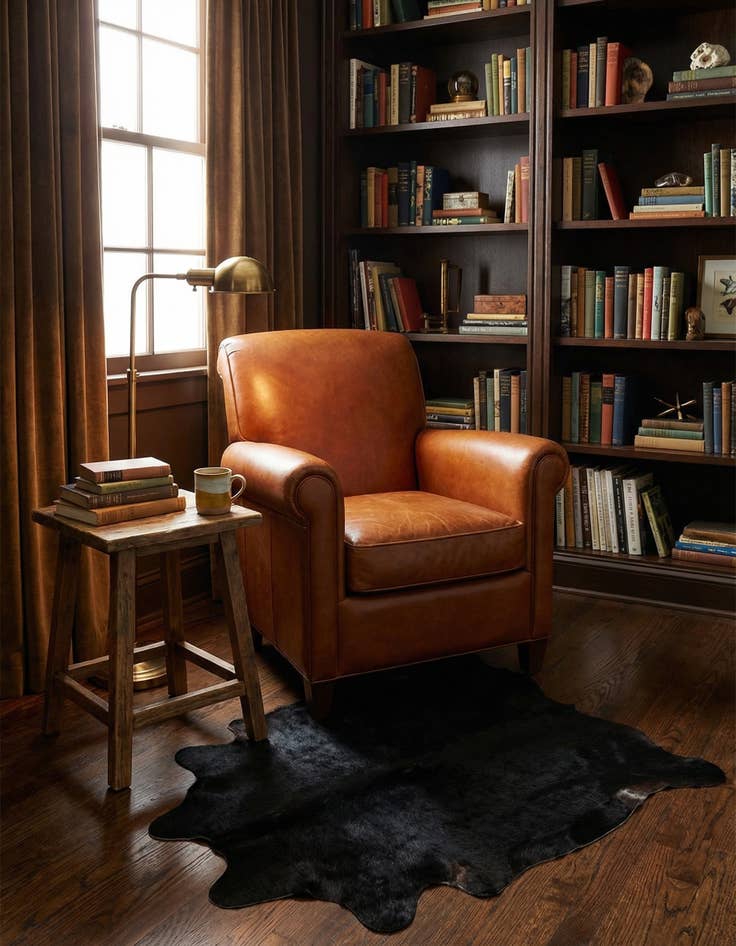 Detail image of 1' 8 x 2' 7 Cowhide Leather Rug