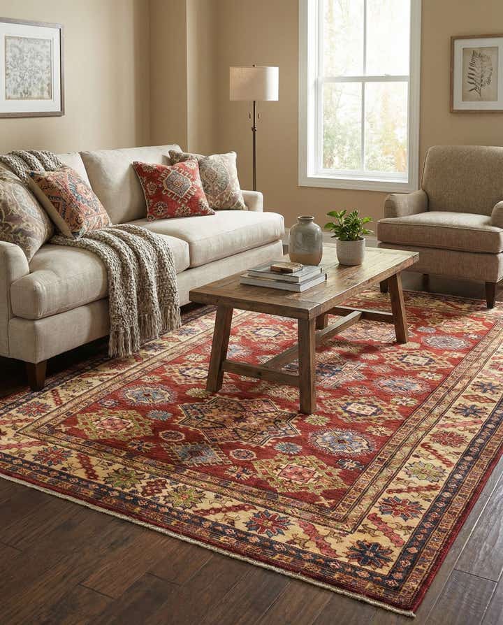 180cm x 245cm Hand Knotted Kazak Oriental Rug