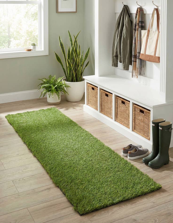 Detail image of 2' x 5'  Washable Grass Indoor / Outdoor Runner Rug