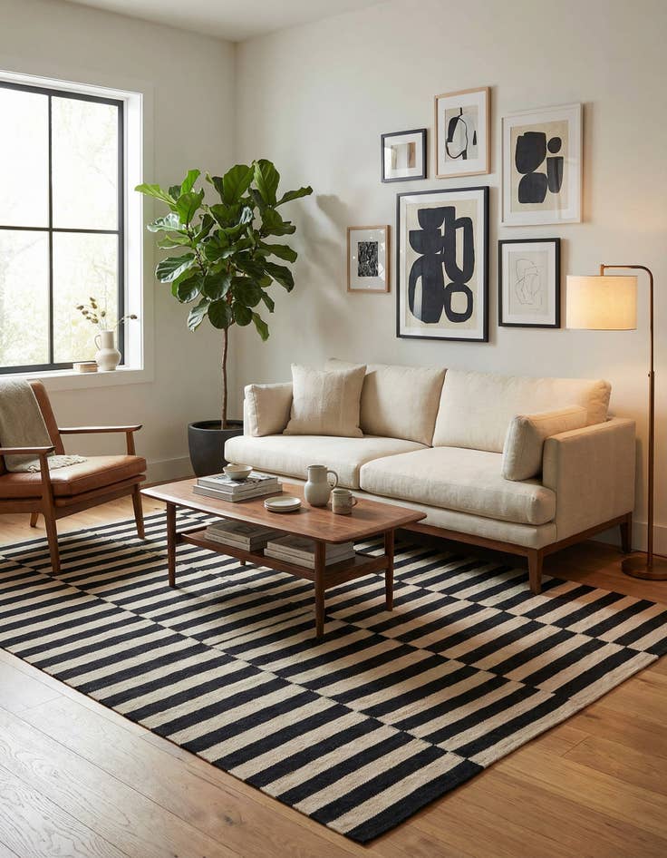 Detail image of 5' x 6' 5  Hand Woven Kilim Modern Wool Rug