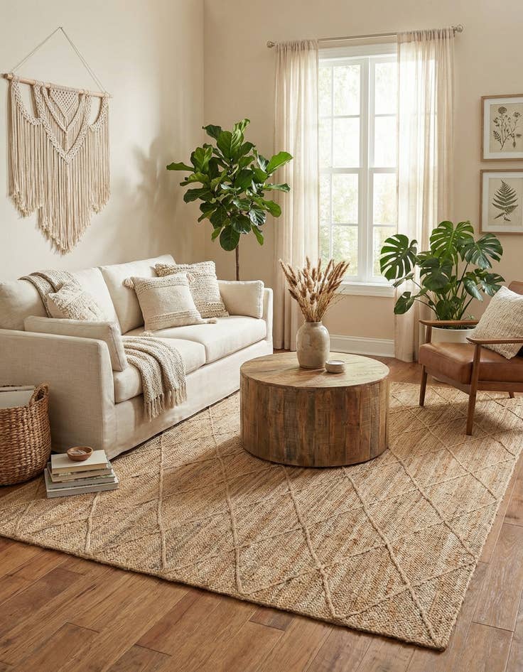 Detail image of  8' x 11'  Hand Braided Jute Rug