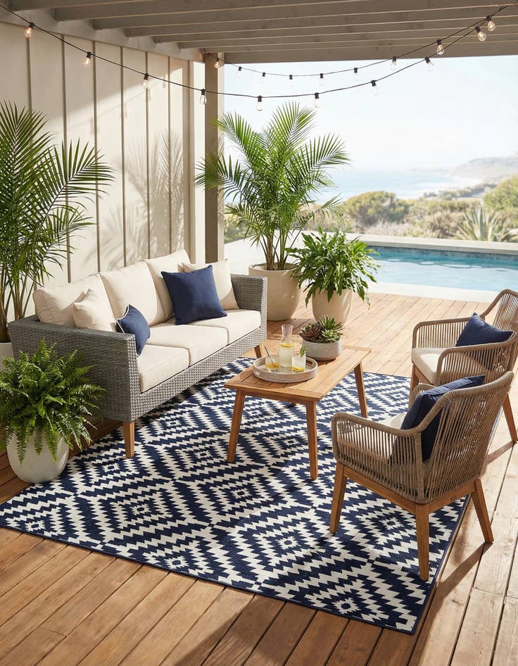 Detail image of 7' 10 x 10' Easy-Clean Sabrina Soto Indoor / Outdoor Rug