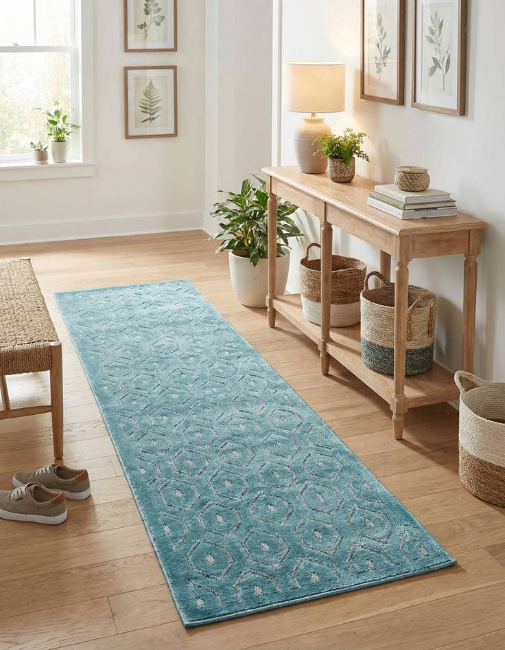 Detail image of 2' x 8'  Washable Trellis Textured Indoor / Outdoor Runner Rug