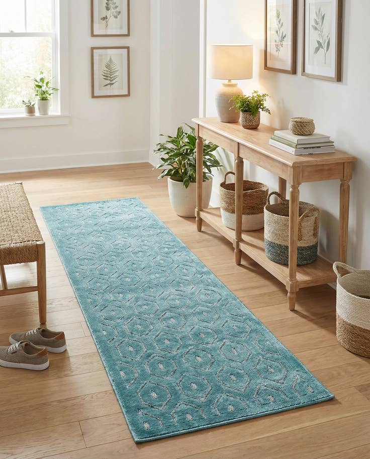 Detail image of 2' x 8' Easy-Clean Trellis Textured Indoor / Outdoor Runner Rug