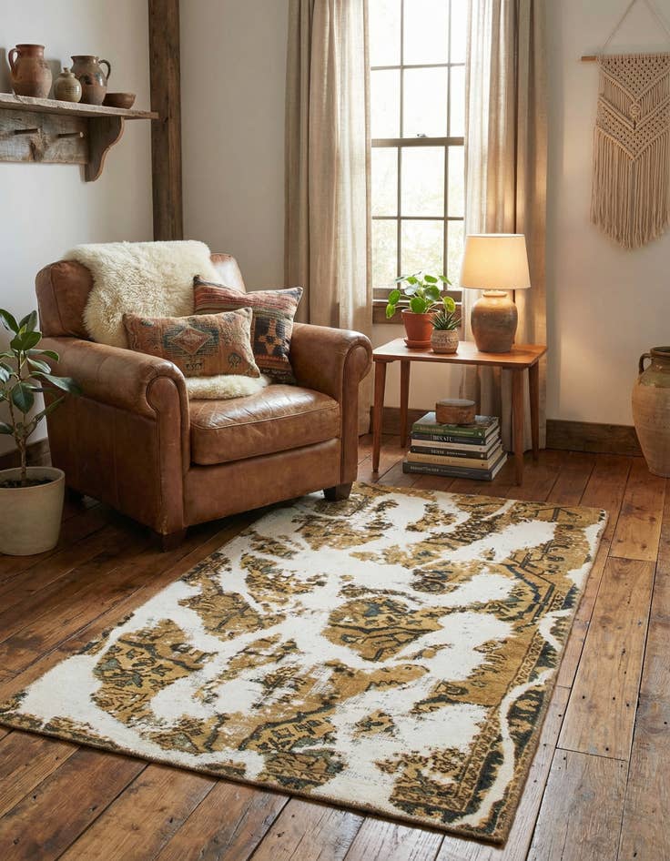 Detail image of  3' 2 x 5' 9  Hand Knotted Ultra Vintage Persian Wool Rug