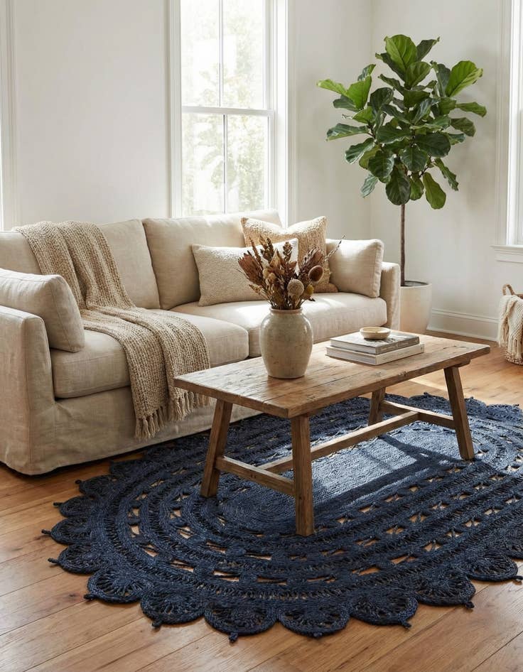 Detail image of  5' 1 x 8'  Hand Braided Jute Oval Rug