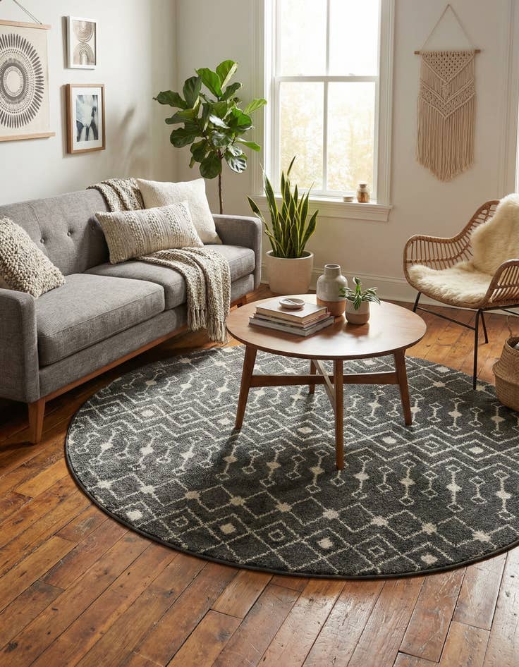 Detail image of  6' x 6' Moroccan Trellis Round Rug