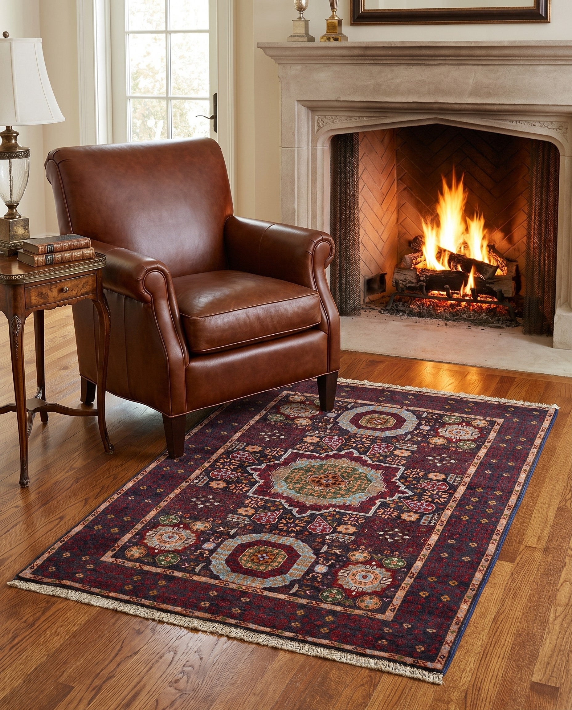 3' 5 x 4' 11 Hand Knotted Mamluk Ziegler Rug