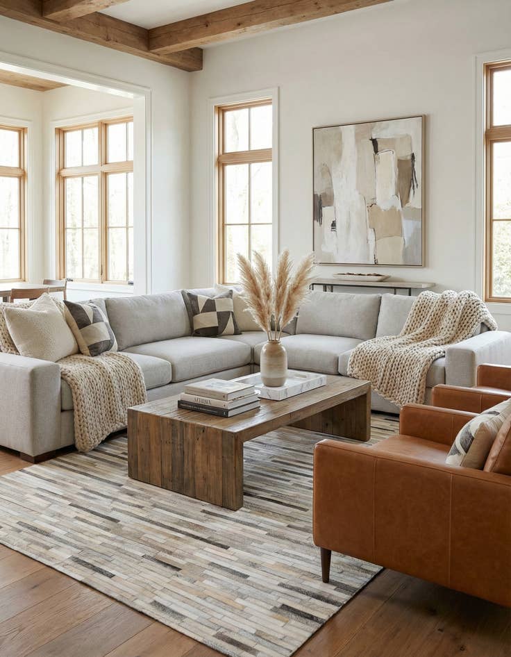 Detail image of 5' 1 x 8' Cowhide Stocks Rug