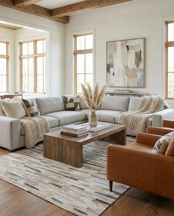 Detail image of 5' 1 x 8' Cowhide Stocks Rug