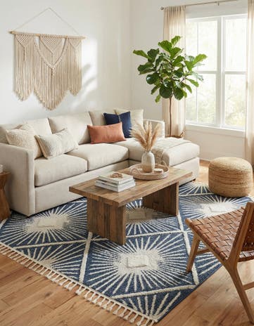 Blue Boho Square Rug