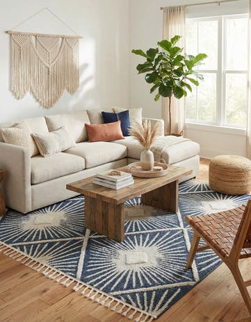 Blue Boho Square Rug