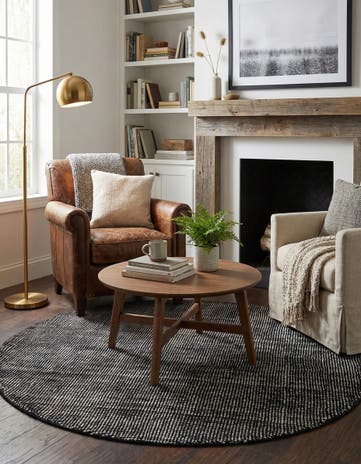4' 1 x 4' 1 Hand Woven Jill Zarin English Manor Farmhouse Wool Round Rug