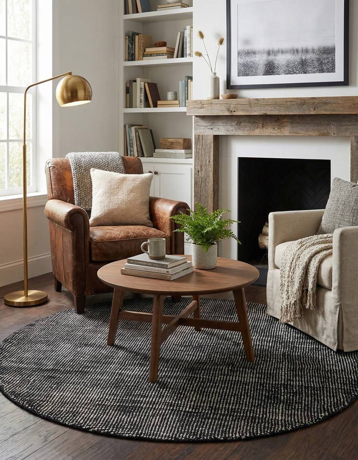 Detail image of 4' 1 x 4' 1  Hand Woven Jill Zarin English Manor Farmhouse Wool Round Rug