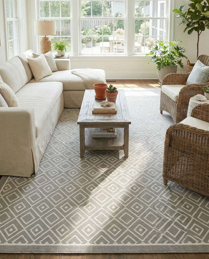 9' x 12' Easy-Clean Trellis Indoor / Outdoor Rug