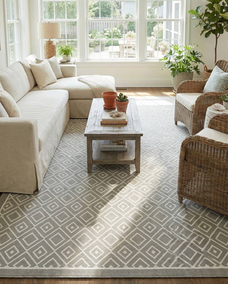 Detail image of 9' x 12' Easy-Clean Trellis Indoor / Outdoor Rug