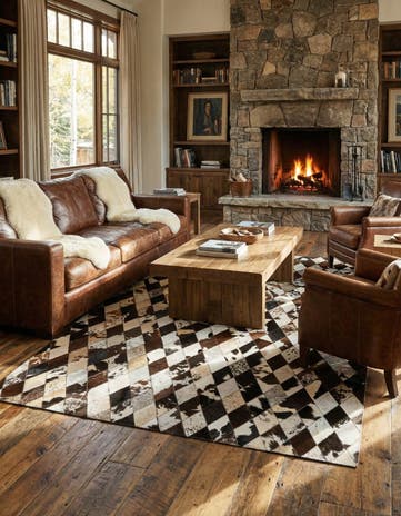 4' 8 x 6' 8 Cowhide Stocks Rug