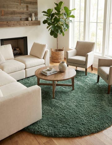 Forest Green Infinity Shag Round Rug