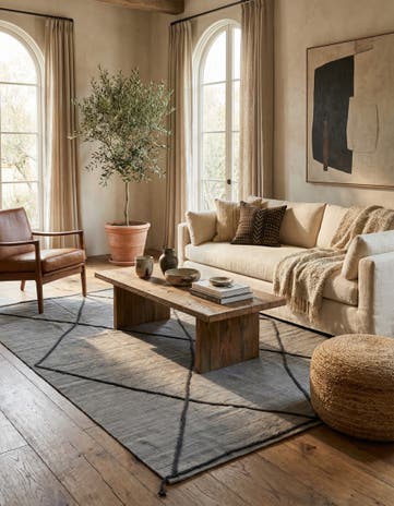6' 9 x 9' 4 Hand Knotted Moroccan Wool Rug