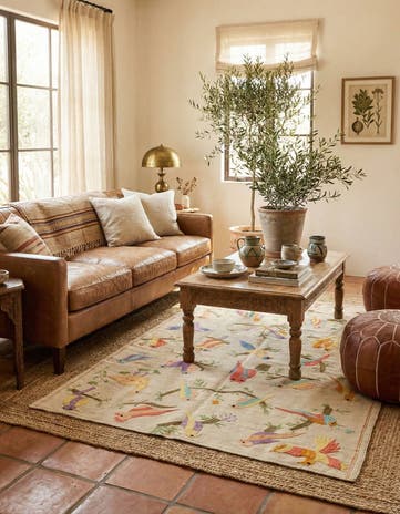4' 2 x 5' 6 Hand Woven Kilim Suzani Wool Rug