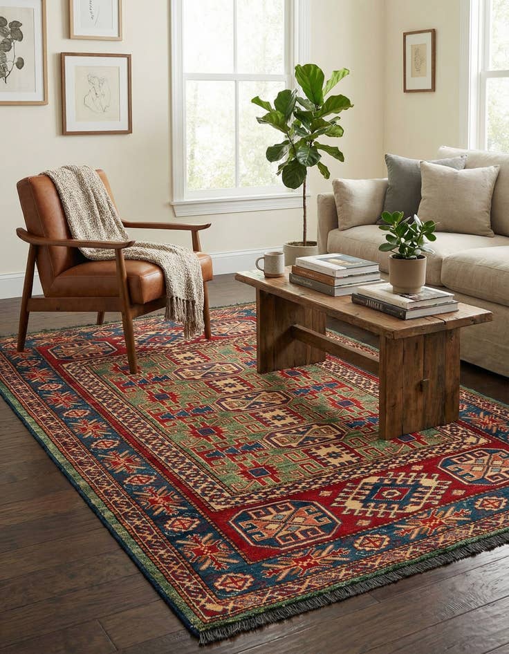 Detail image of  3' 11 x 5' 9  Hand Knotted Kazak Wool Rug