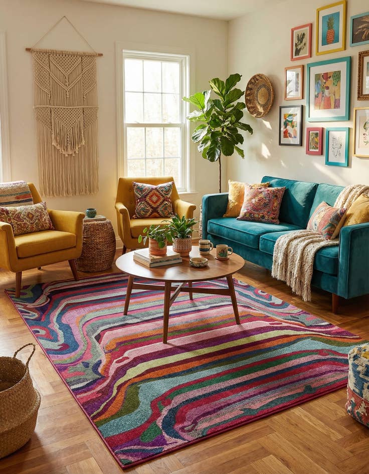 Detail image of 8' x 10'  Washable Spectrum Rug