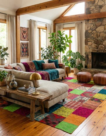 6' 7 x 9' 8 Hand Woven Kilim Patchwork Wool Rug