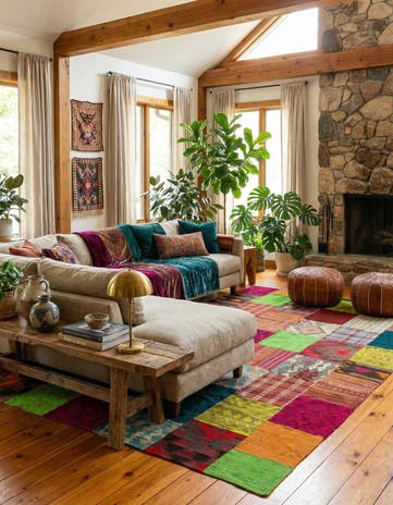 6' 7 x 9' 8 Hand Woven Kilim Patchwork Wool Rug
