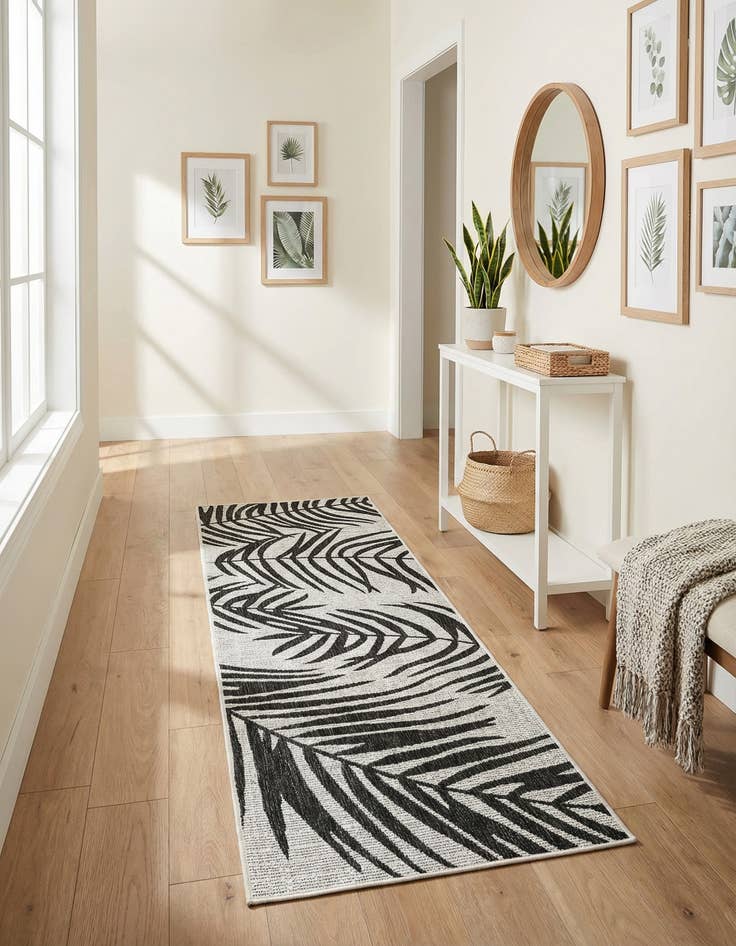 Detail image of 2' x 6' Easy-Clean Botanical Indoor / Outdoor Runner Rug