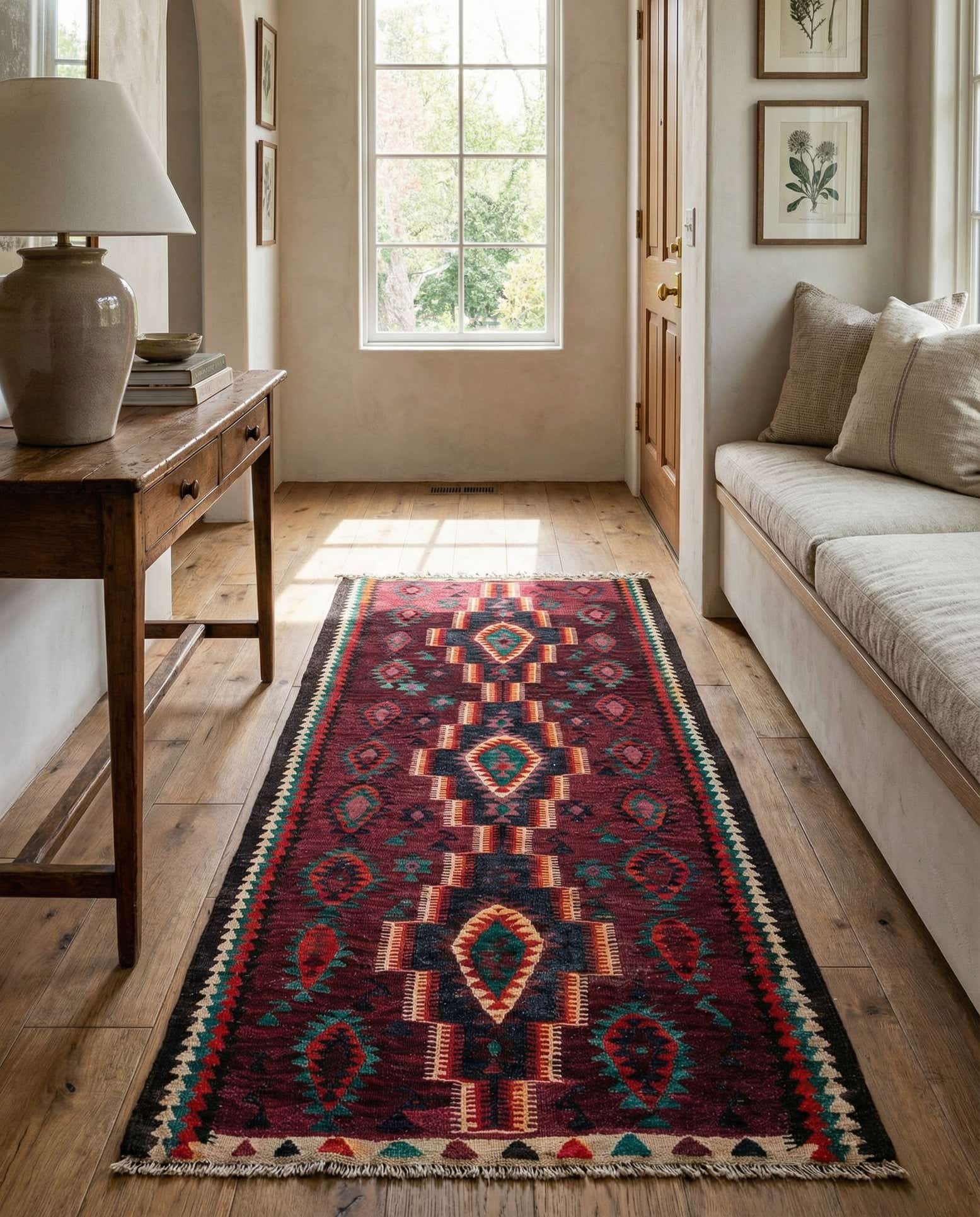 4' 4 x 7' 10 Hand Woven Kilim Fars Wool Runner Rug