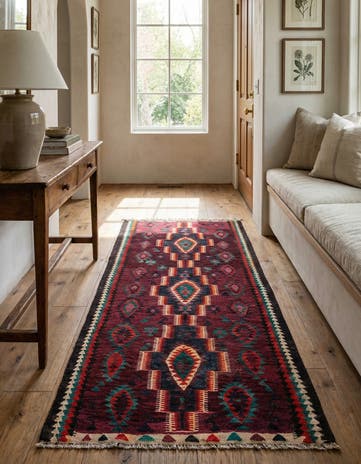 4' 4 x 7' 10 Hand Woven Kilim Fars Wool Runner Rug