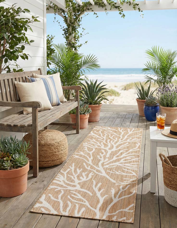 Detail image of 2' x 6'  Washable Coastal Indoor / Outdoor Runner Rug