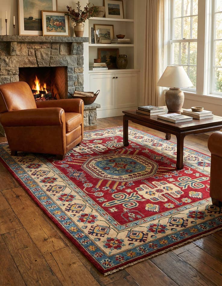 Detail image of 5' x 6' 9  Hand Knotted Kazak Rug