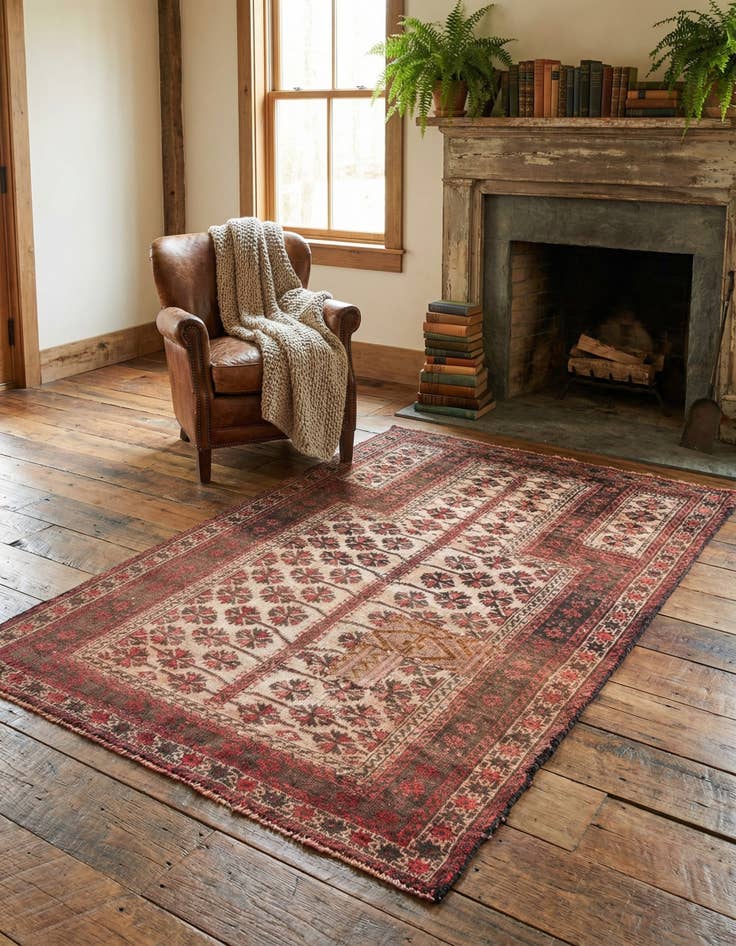 Detail image of 2' 7 x 4' 5  Hand Knotted Ultra Vintage Persian Wool Rug