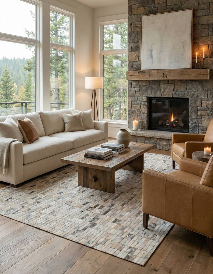 Detail image of  5' 1 x 8' Cowhide - Patchwork Rug