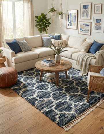 Blue Athena Shag Square Rug
