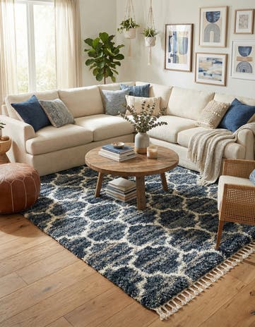Blue Athena Shag Square Rug