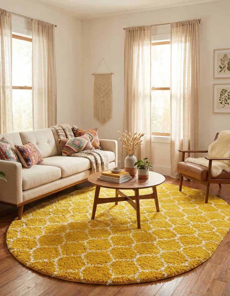 Detail image of 7' 10 x 10' Trellis Shag Oval Rug