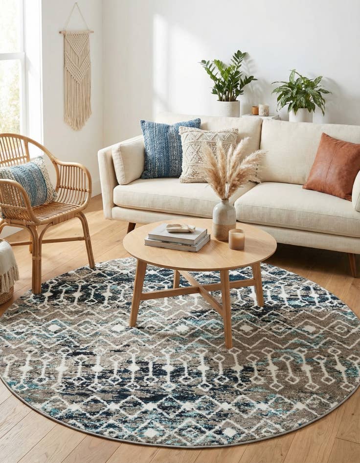 Detail image of 5' 3 x 5' 3 Moroccan Trellis Round Rug