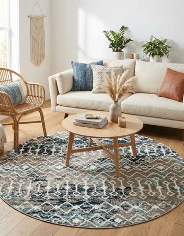 5' 3 x 5' 3 Moroccan Trellis Round Rug