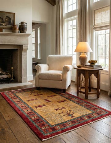 3' 3 x 4' 9 Hand Knotted Ziegler Wool Rug