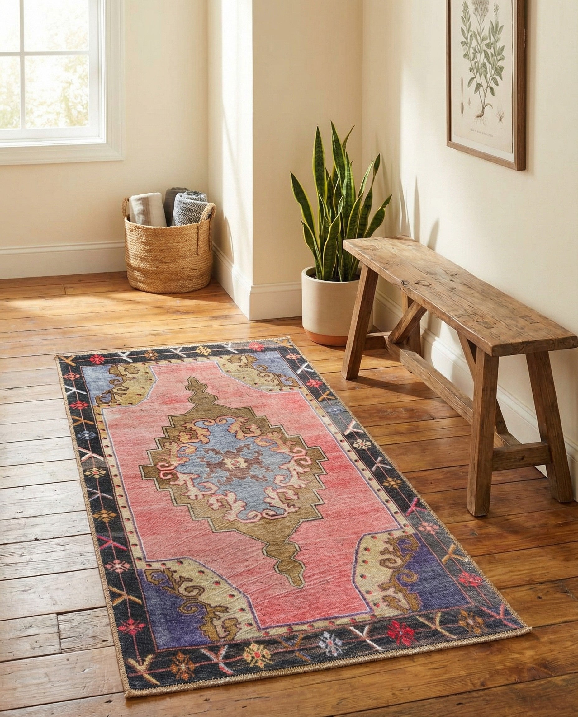 2' x 4' Washable Timeless Runner Rug