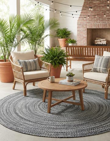 7' 10 x 7' 10 Easy-Clean Eco Verse Washable Indoor / Outdoor Round Rug