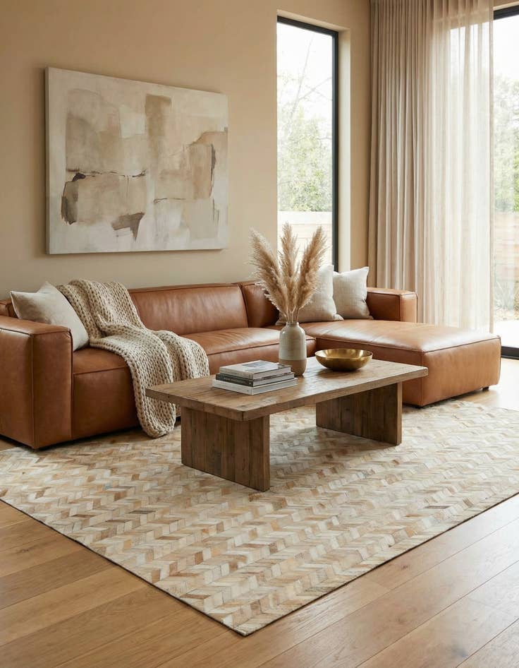 Detail image of 5' 1 x 8' Cowhide Stocks Rug