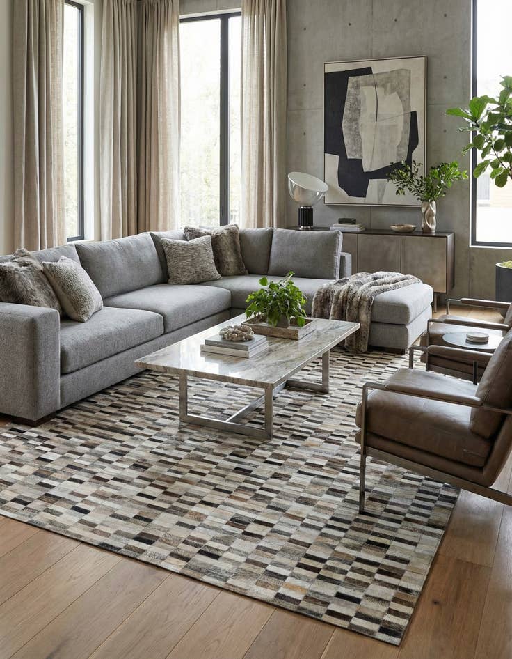 Detail image of 6' x 8' 11 Cowhide Stocks Rug