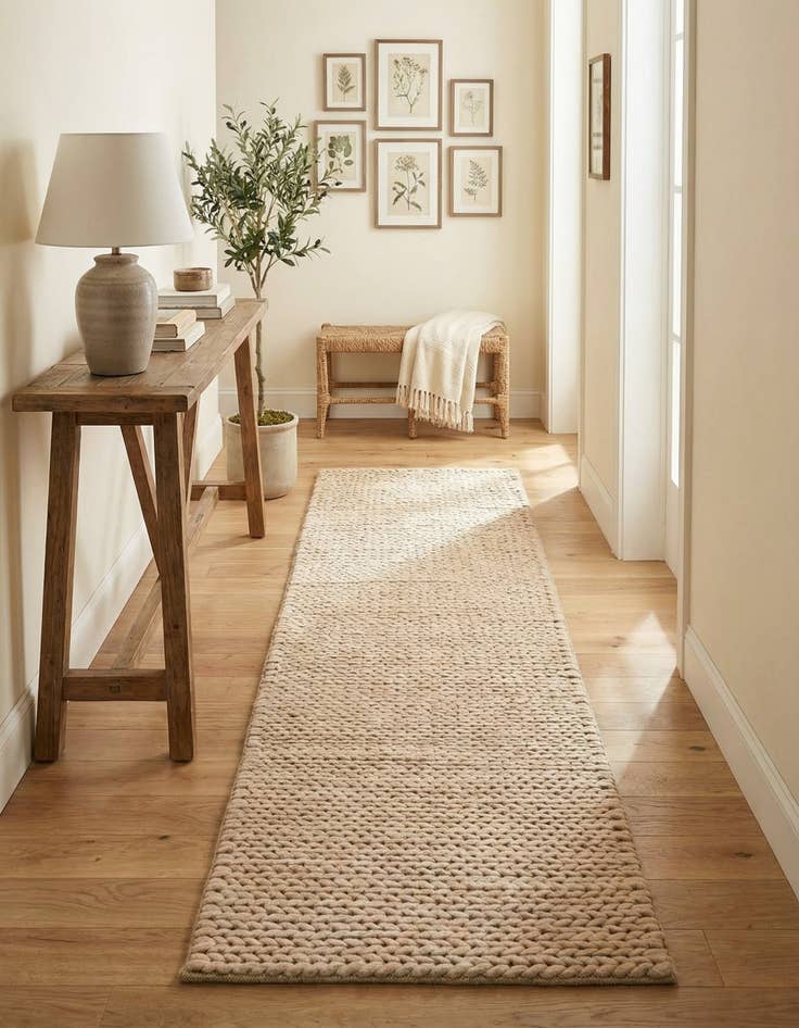 Detail image of  2' x 8'  Hand Woven Lana New Zealand Wool Runner Rug